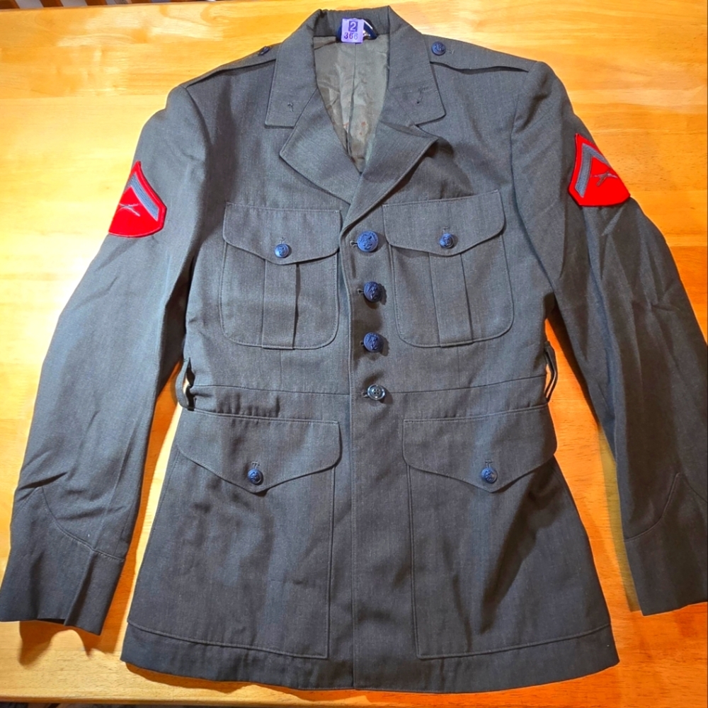 USMC Marine Corps Dress Alpha Green Service Jacket Military Coat 40S